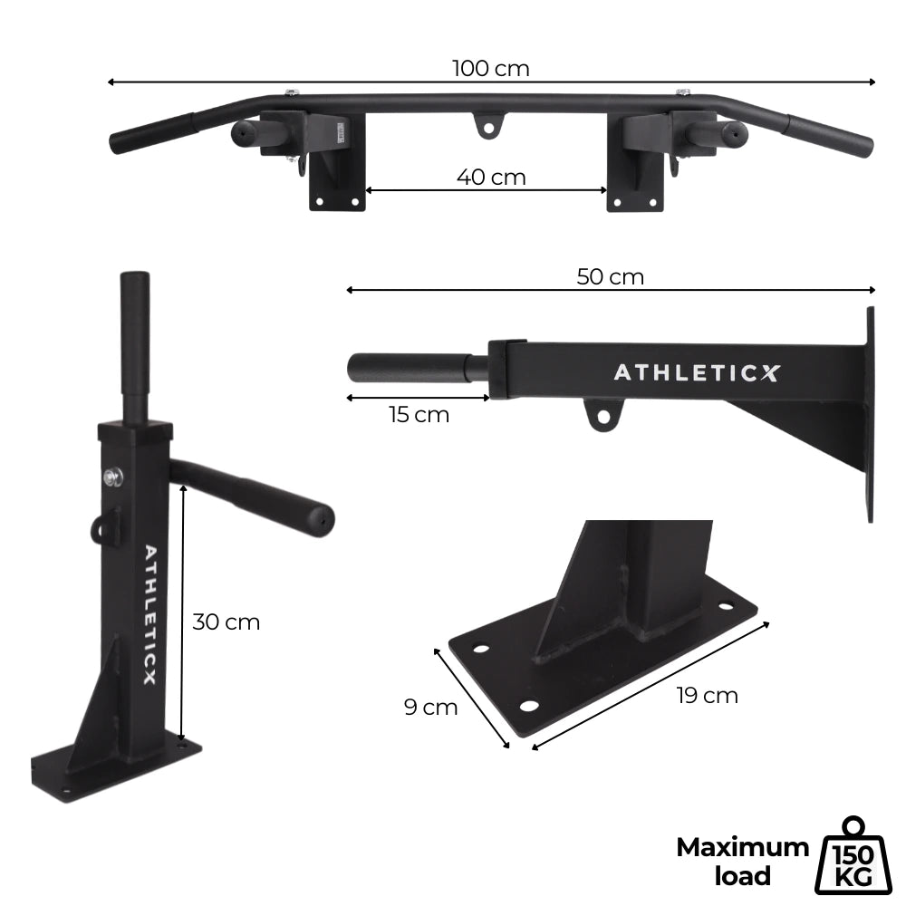 Pull up bar wandmontage - Max. 150 kg - Zwart