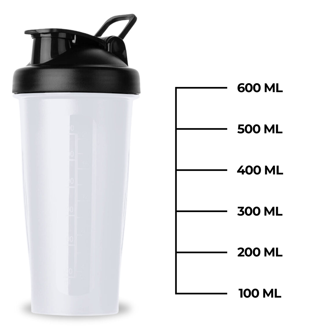 Essential Shakebeker Transparant Zwart - 700 ML