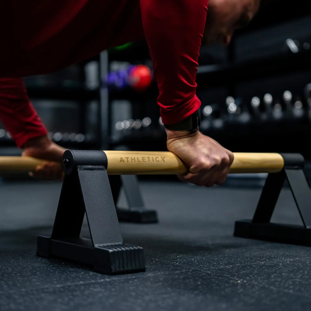 Gymstick Premium Parallettes - Opdruksteunen - Hout/Zwart - L Gymstick Premium Parallettes - Opdruksteunen - Hout/Zwart - L