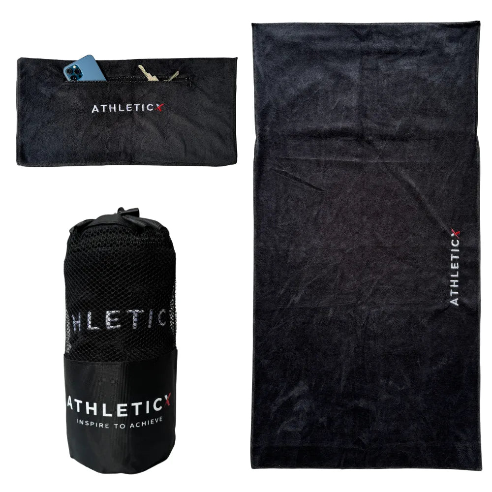 Fitness Handdoek met Omslag - 95 x 50 cm - Zwart