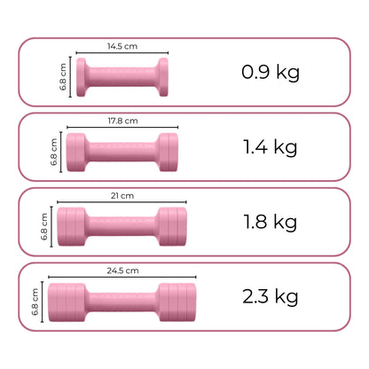 Verstelbare dumbbell - 0.9 t/m 2.3 kg - Roze